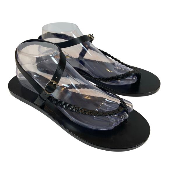 Jenni Kayne Leather Mila Braided Leather Thong Sandals Ankle Strap 41 / US 11 - Picture 2 of 8
